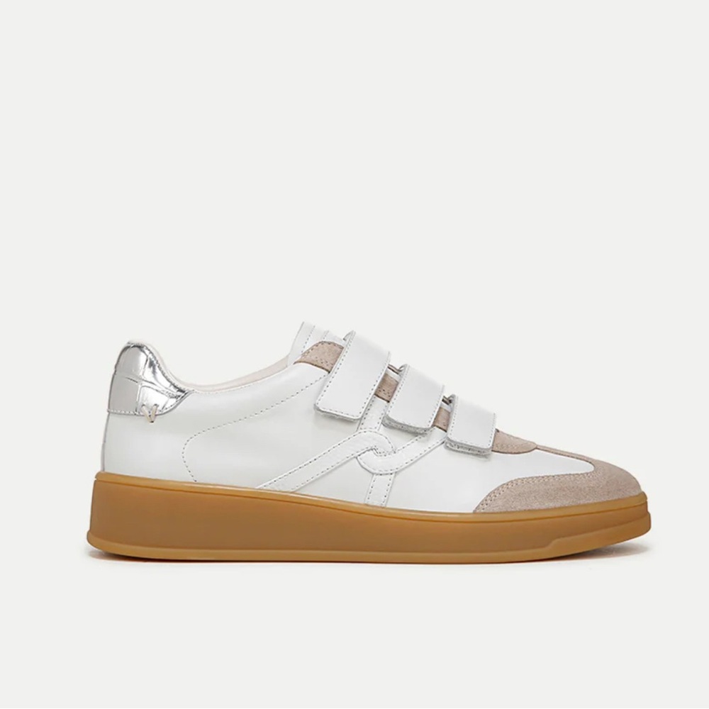 Veronica Beard Reagan Velcro Sneaker White and Silver Sneakers size 9